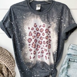 Leopard spots print shirt distressed graphic tee